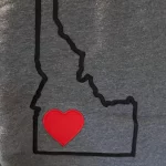 Idaho outline with bright red heart